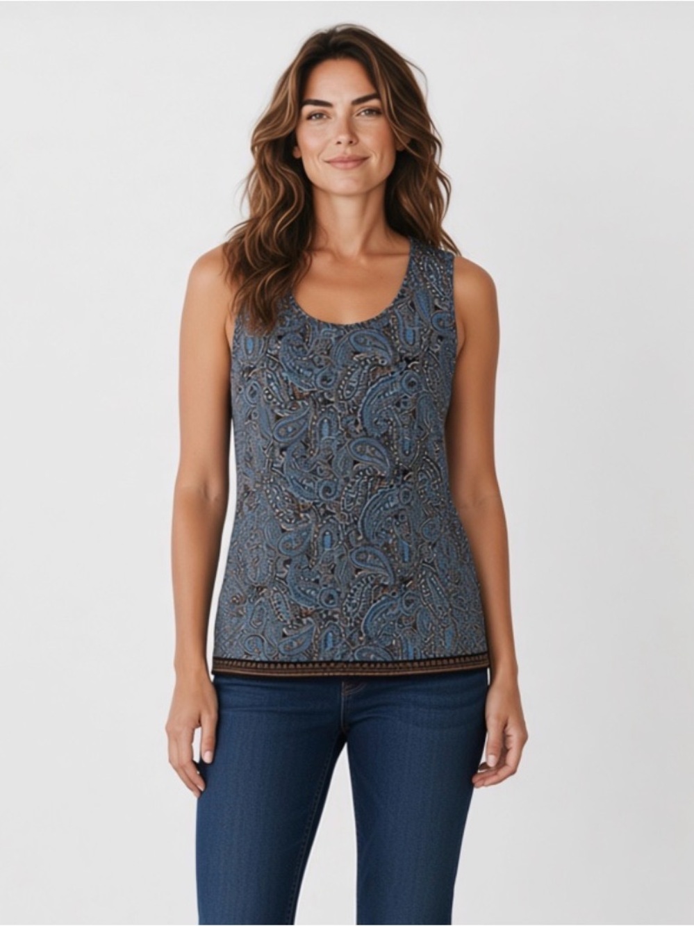 J.Jill Sleeveless blue Paisley Tank Top size large, woman’s large tops